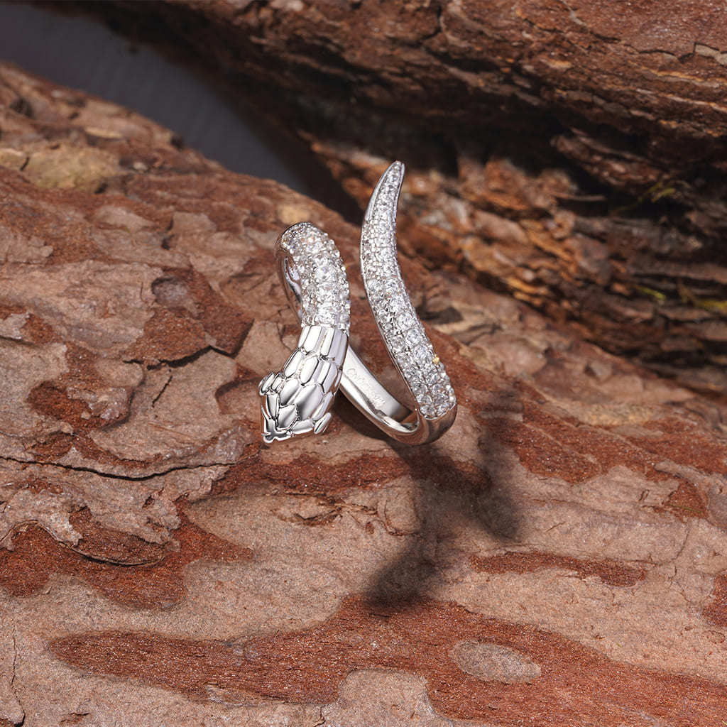 Pave White CZ Snake Ring image number 2