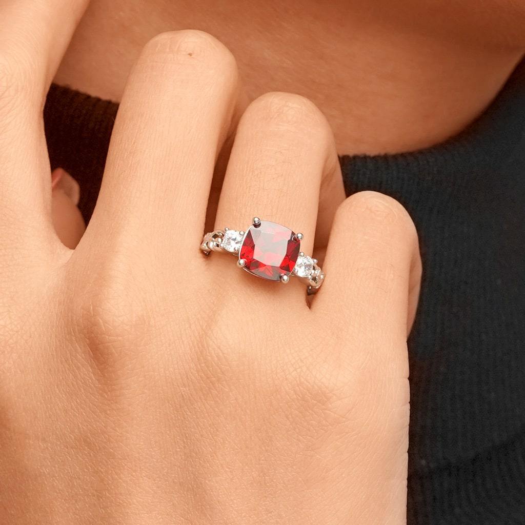 Curly Grass Square-cut Birthstone Ring image number 5