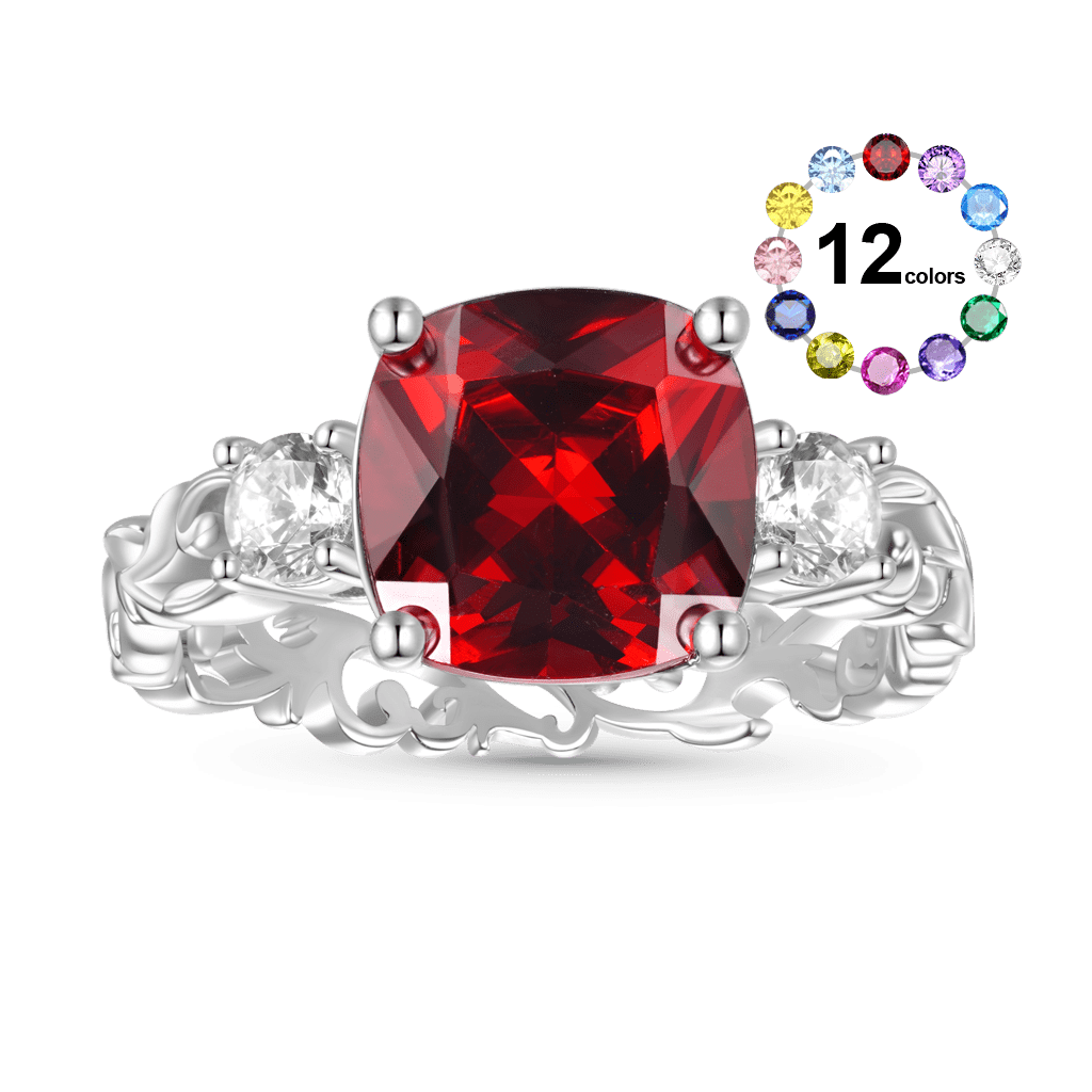 Curly Grass Square-cut Birthstone Ring image number 0