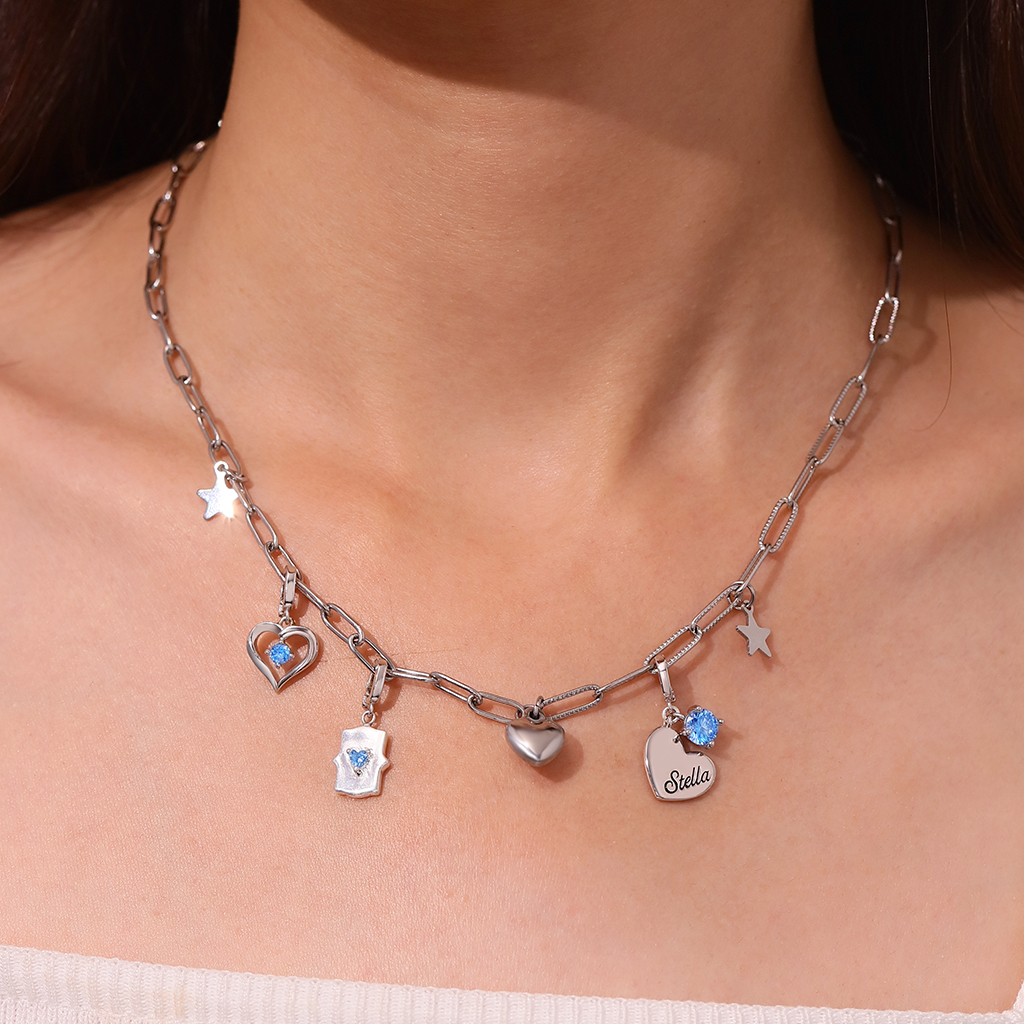 Heart Engravable Clasp Clusters Charm image number 4