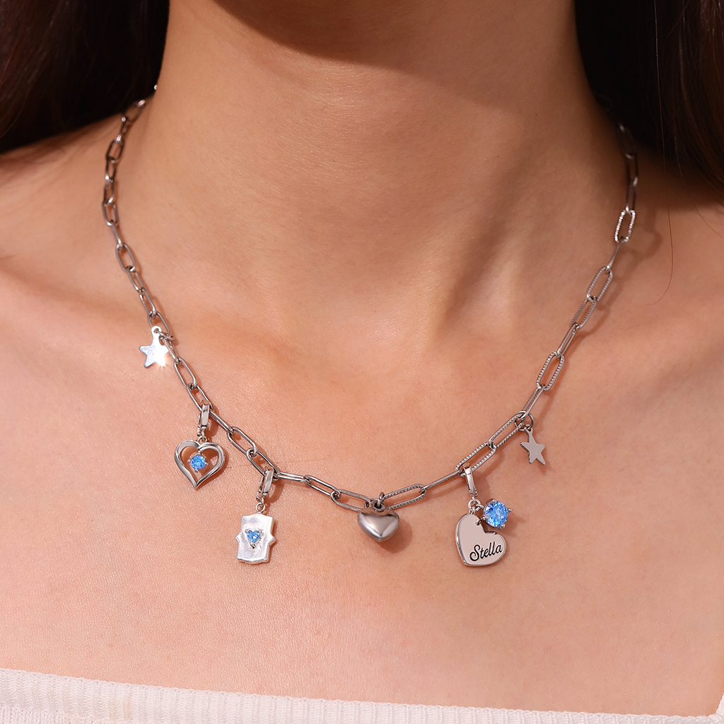 Heart Engravable Clasp Clusters Charm image number 4