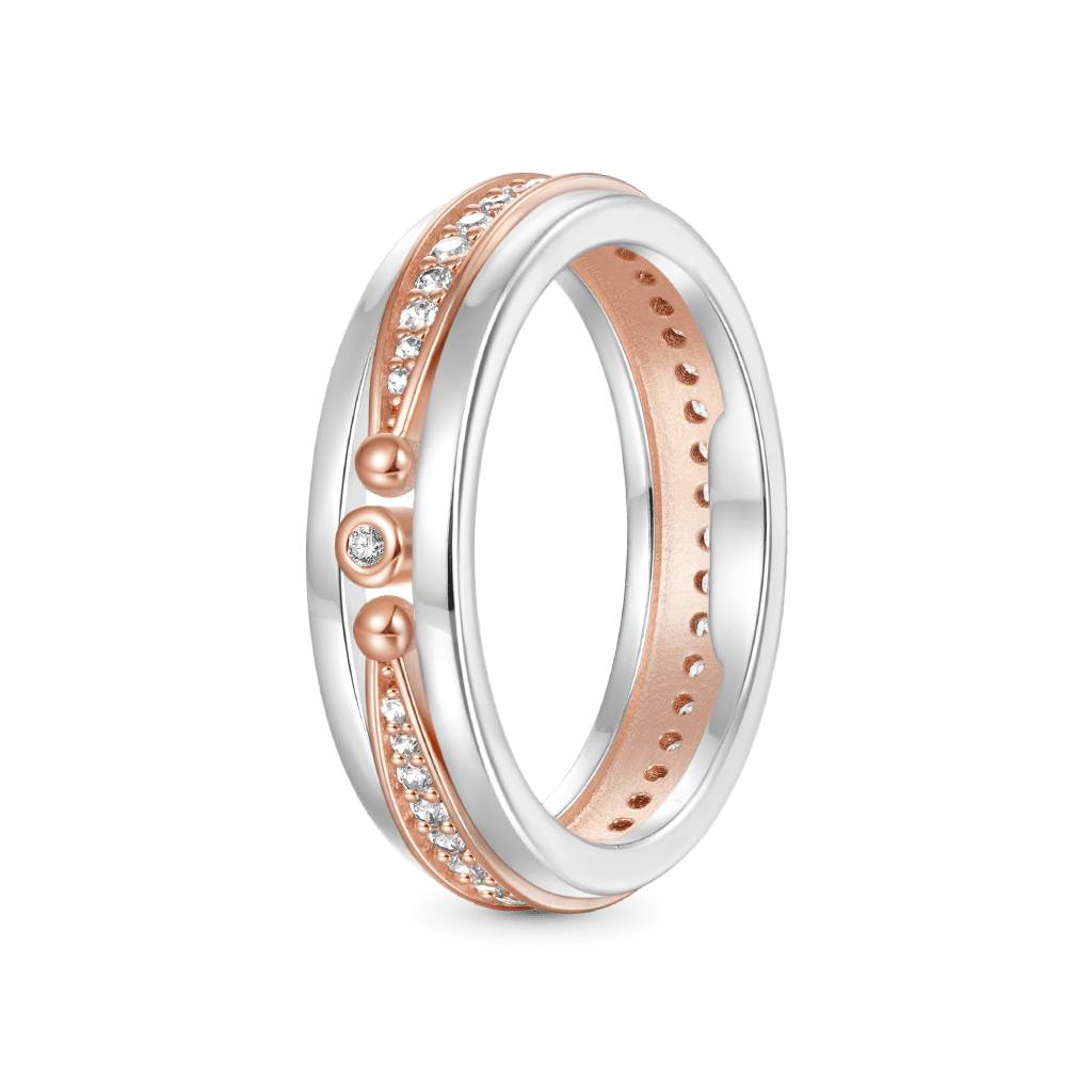 Linear Diamond Studded Rose Gold Ring image number 1