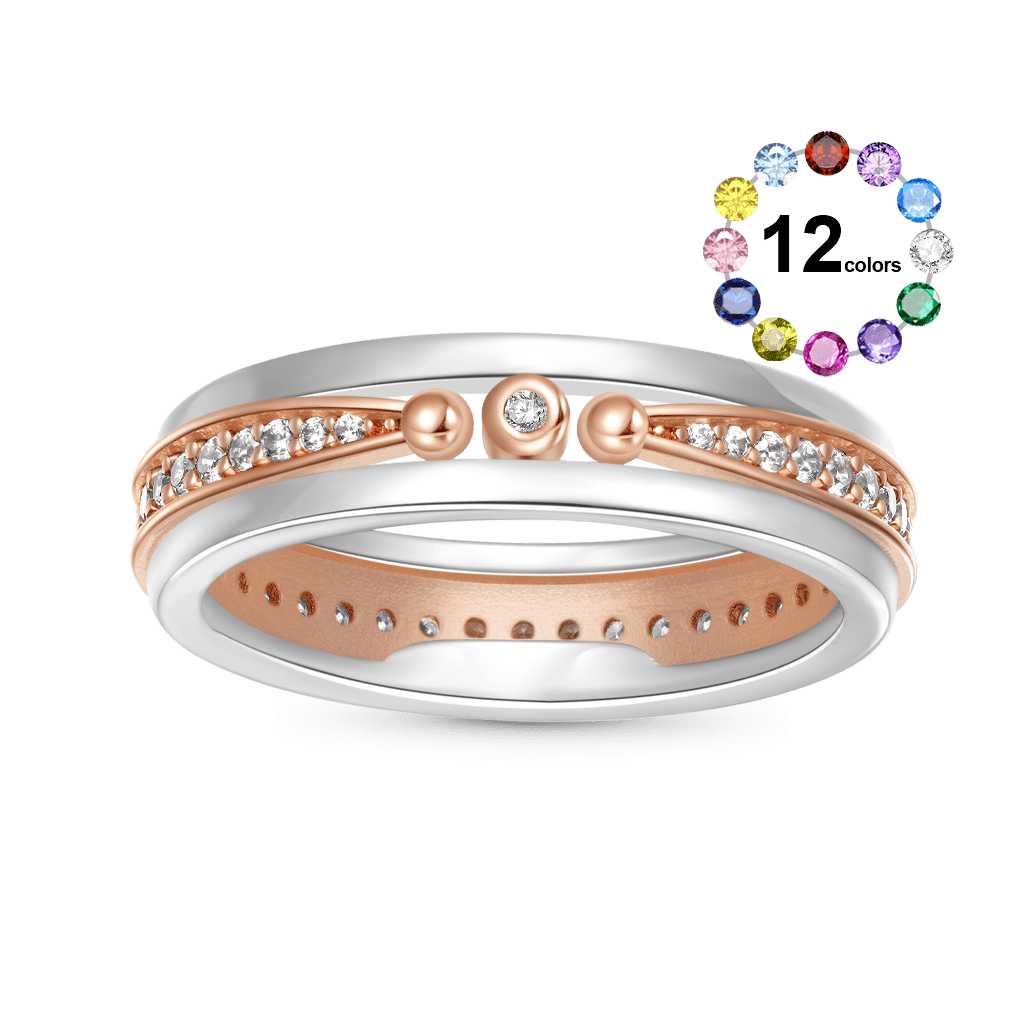 Linear Diamond Studded Rose Gold Ring image number 0