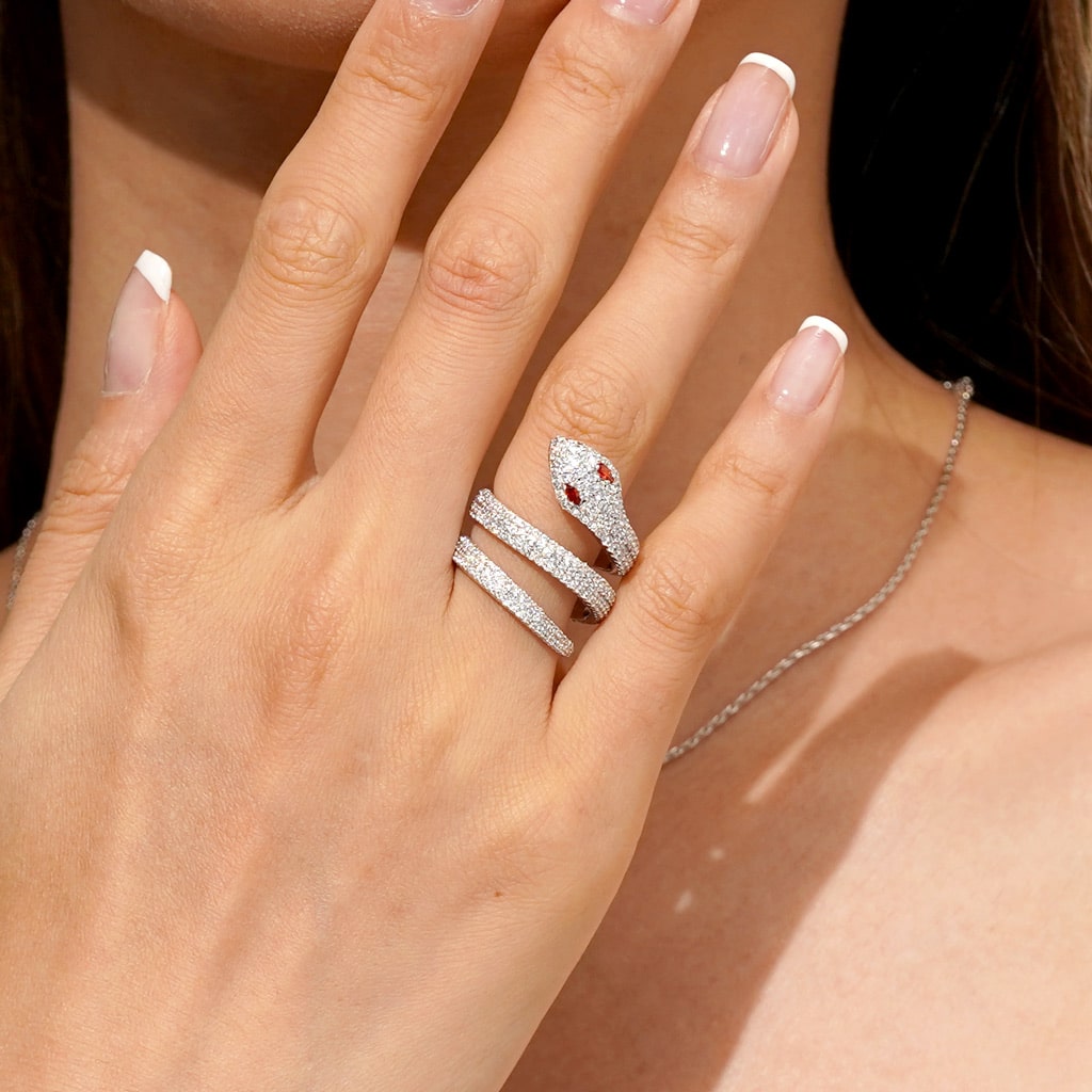 Diamond Pave Snake Wrap Ring image number 4