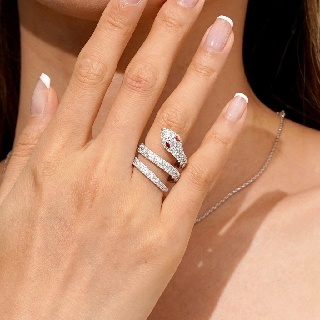 Diamond Pave Snake Wrap Ring image number 4