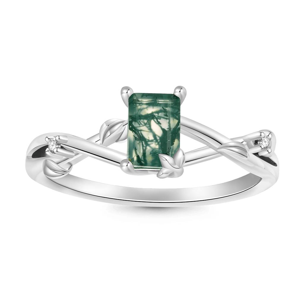 Vine Moss Agate Solitaire Ring image number 0