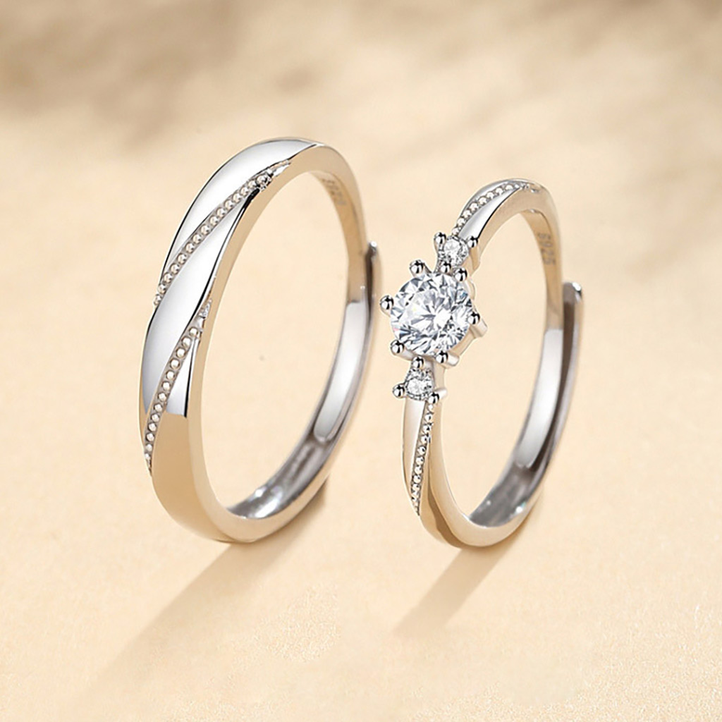 'Love At First Sight' Adjustable Diamond Couple Rings image number 3