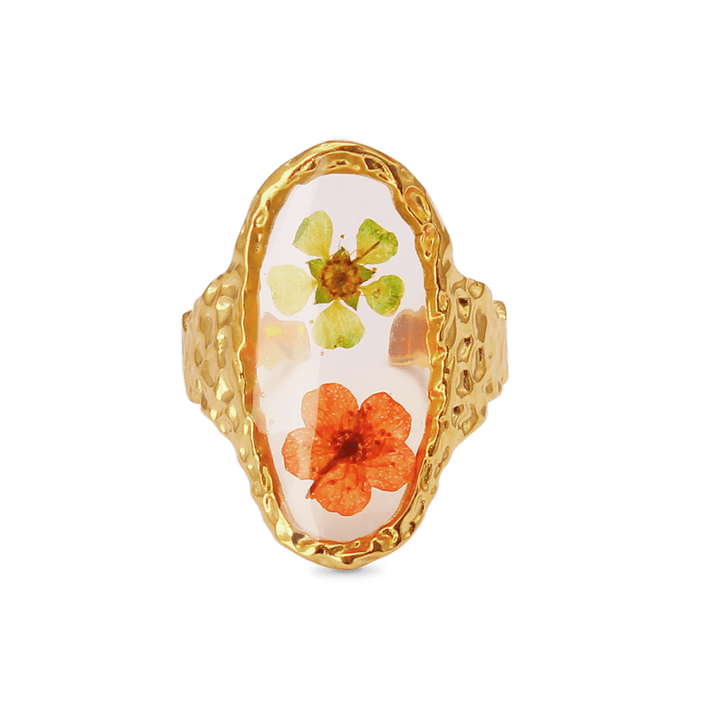 Transparent Oval Flower Open Ring image number 0