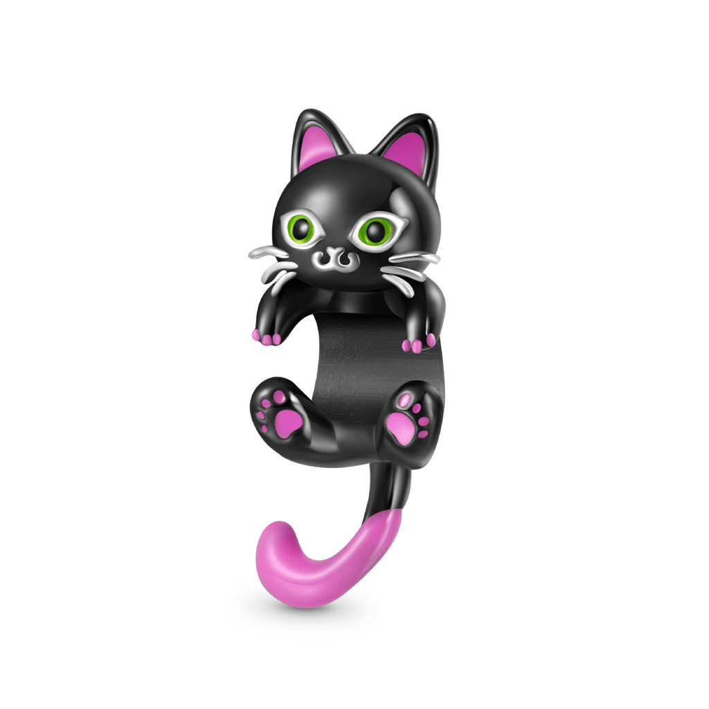 Pink Tail Black Cat Charm image number 1