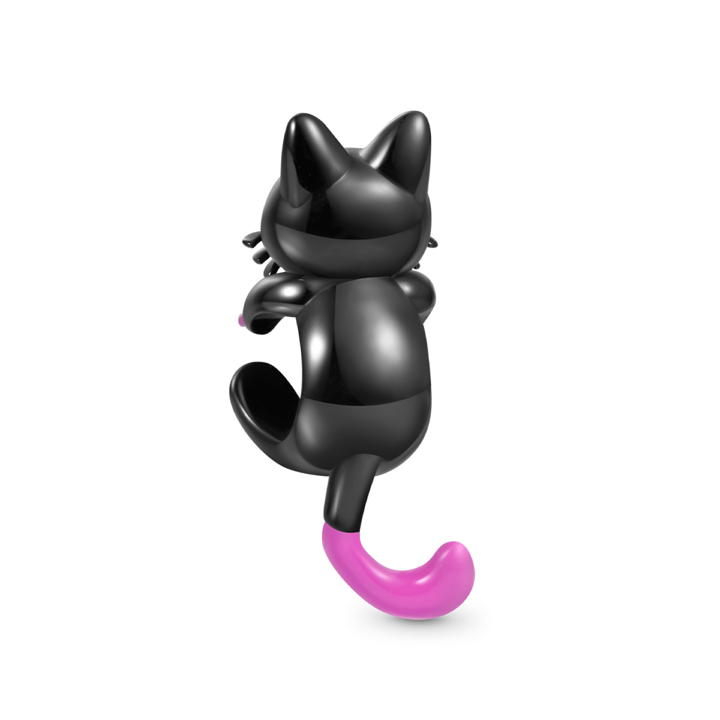 Pink Tail Black Cat Charm image number 2