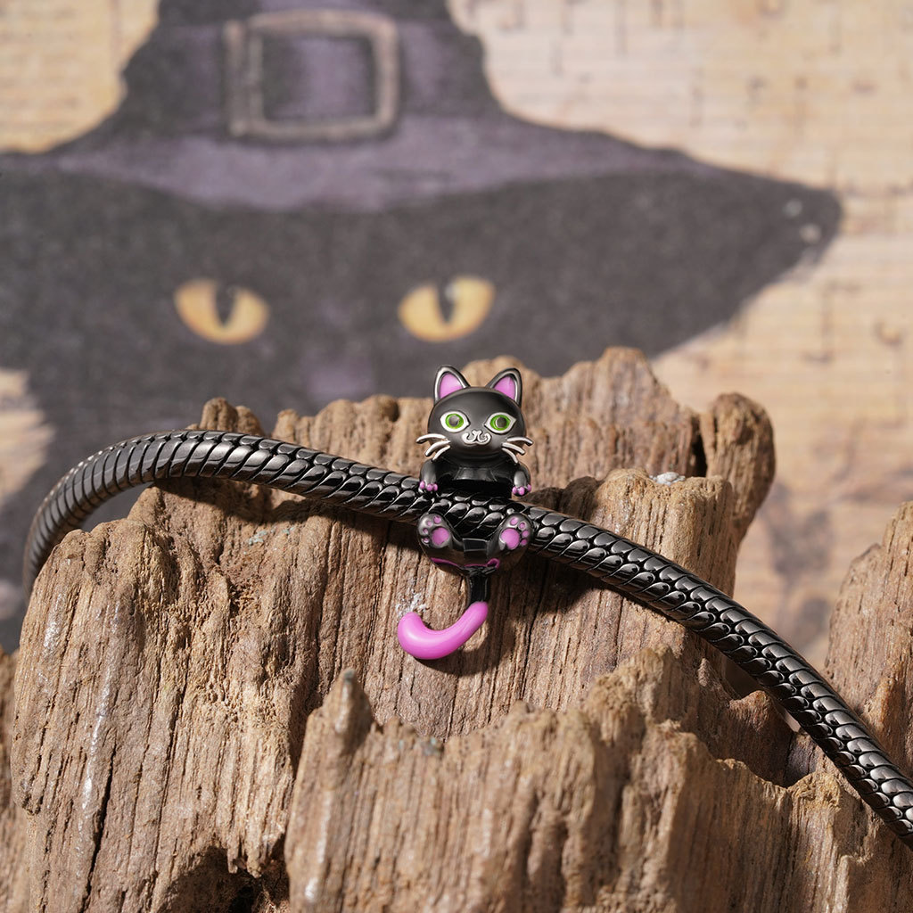 Pink Tail Black Cat Charm image number 3