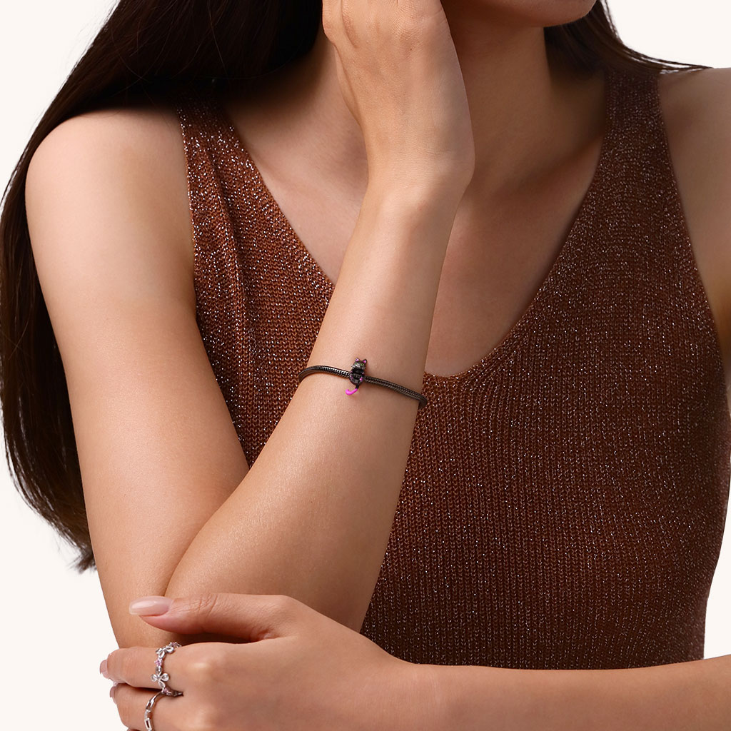 Pink Tail Black Cat Charm image number 4