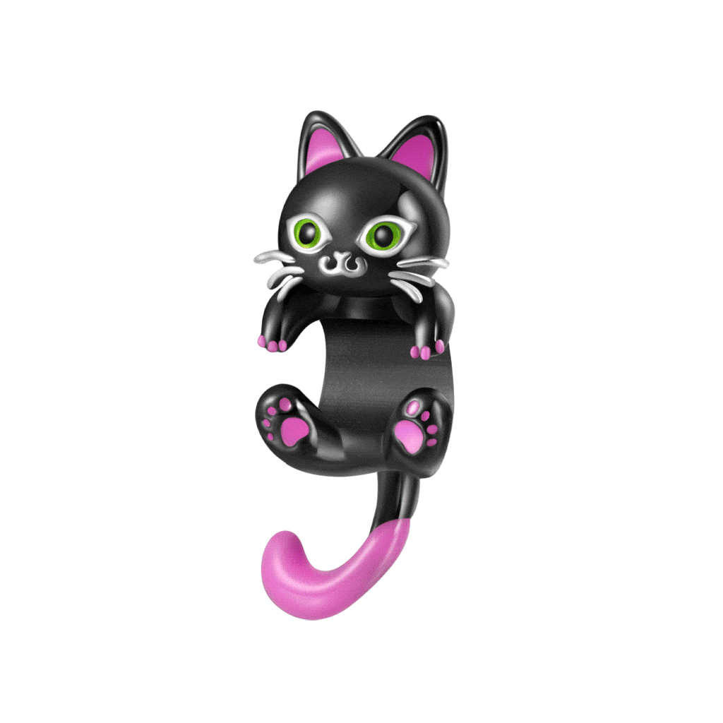 Pink Tail Black Cat Charm image number 0