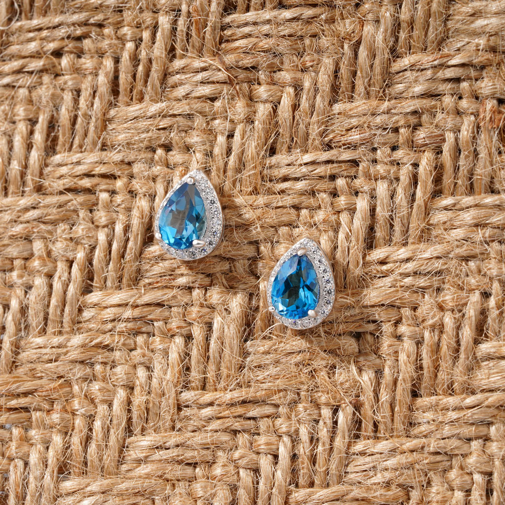 London Blue Topaz Stud Earrings image number 2