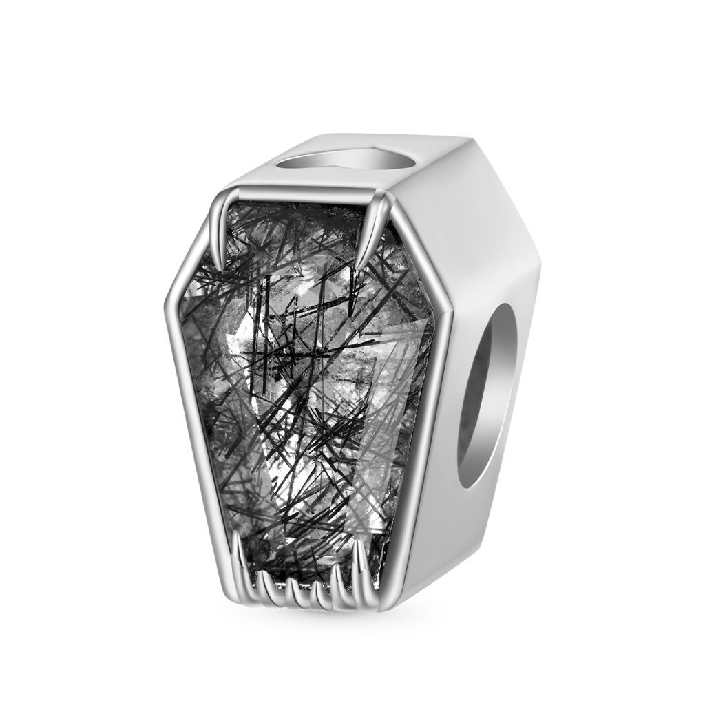 Black Rutilated Quartz Coffin Charm image number 0