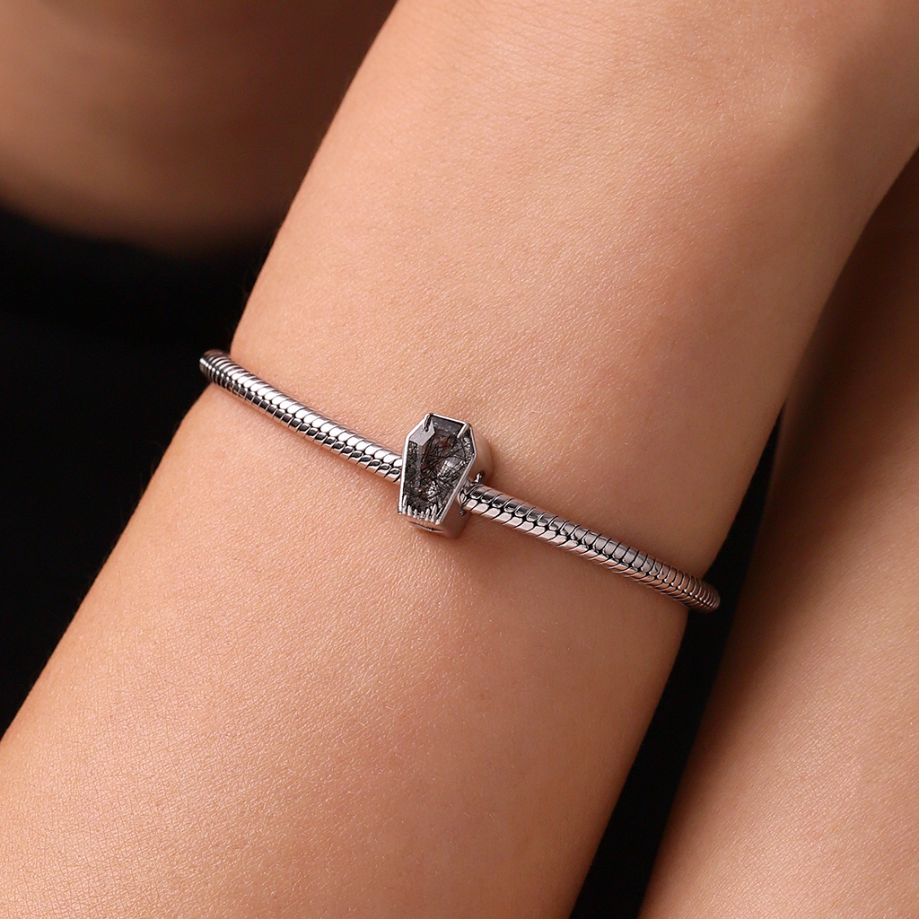 Black Rutilated Quartz Coffin Charm image number 4