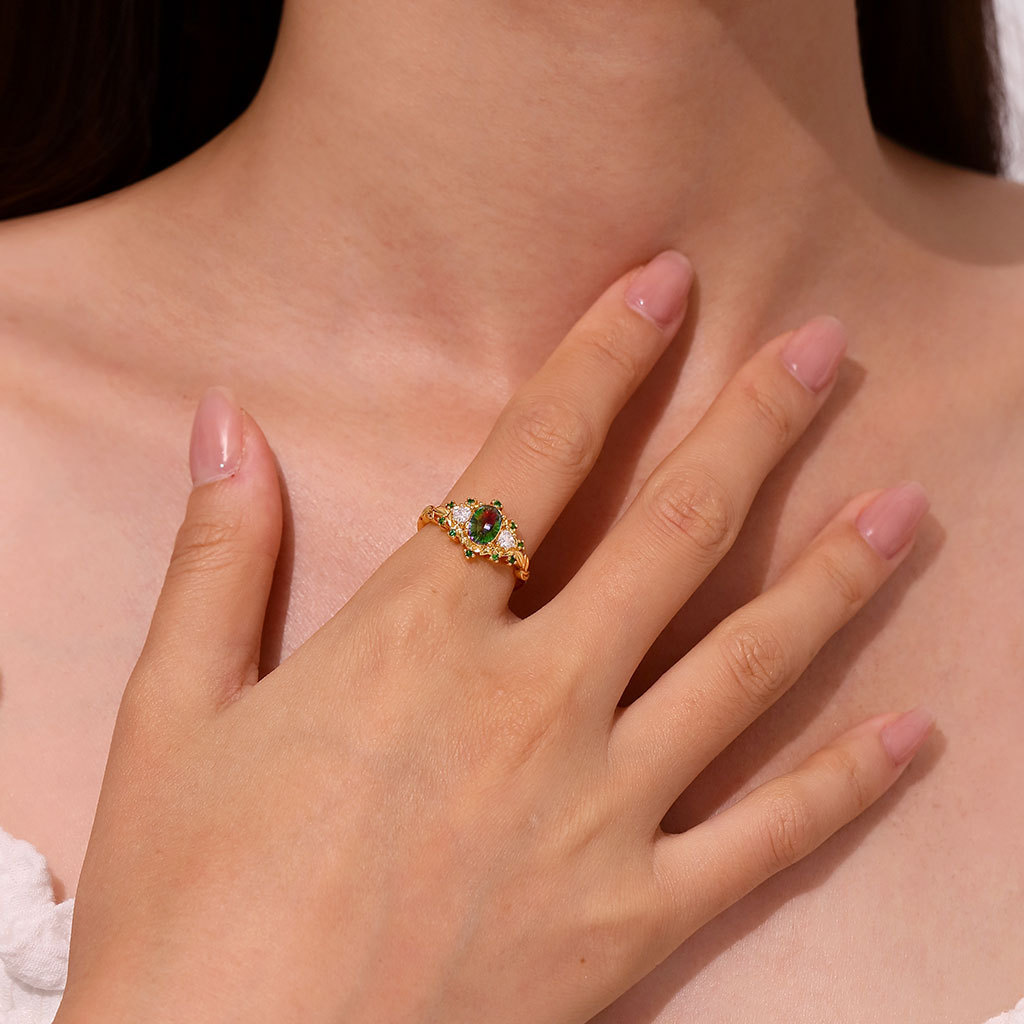 Secret Garden Teal Oval Ring image number 3