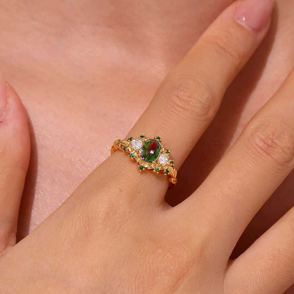 Secret Garden Teal Oval Ring image number 4