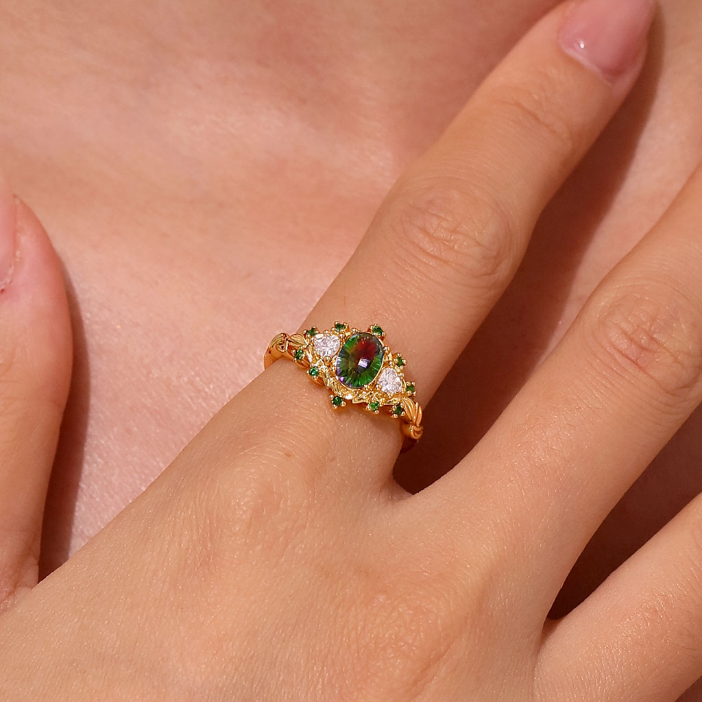 Secret Garden Teal Oval Ring image number 4