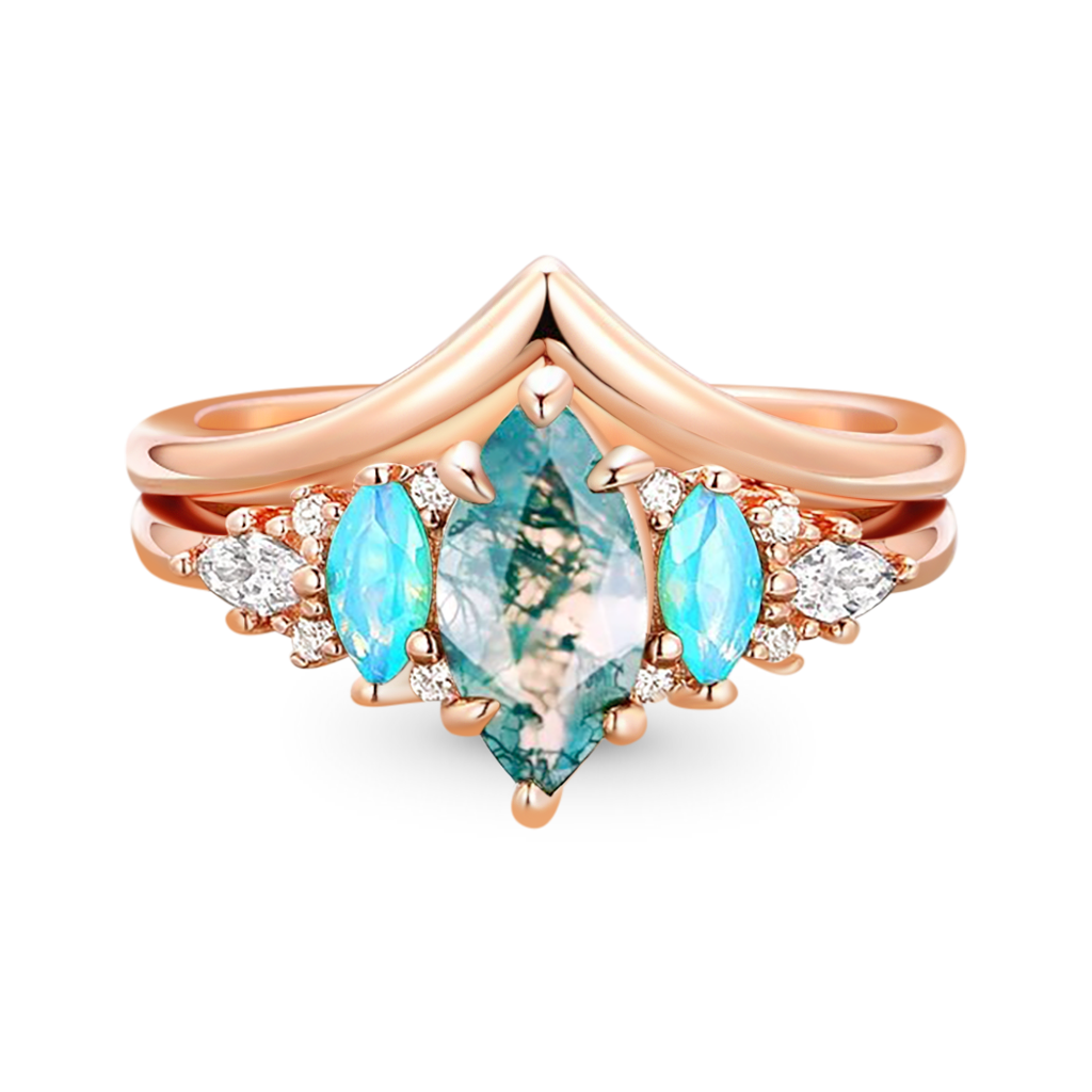 Green Moss Agate Stackable Ring image number 0