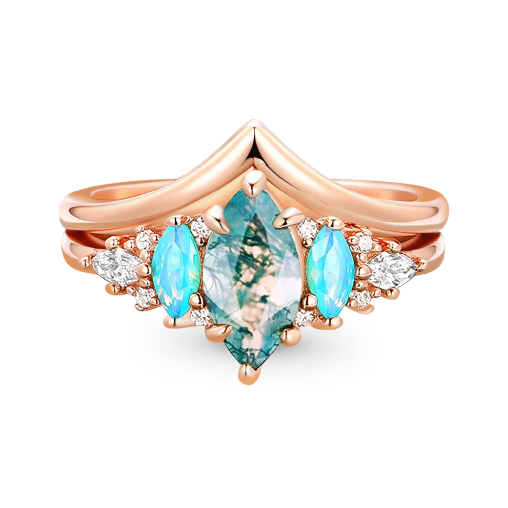 Green Moss Agate Stackable Ring image number 0