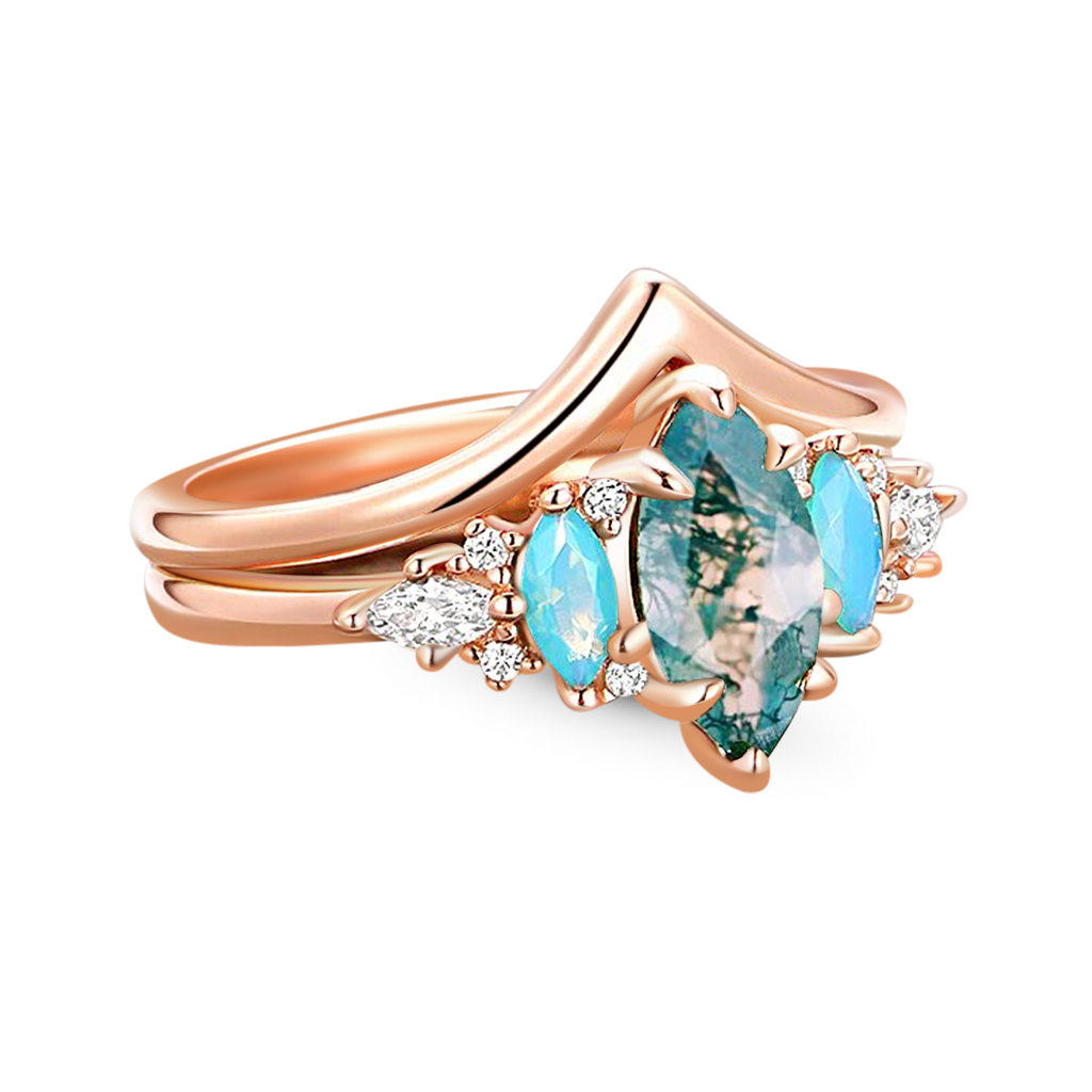 Green Moss Agate Stackable Ring image number 1