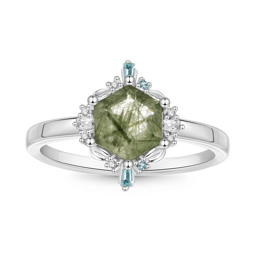 Green Rutilated Quartz Ring image number 0