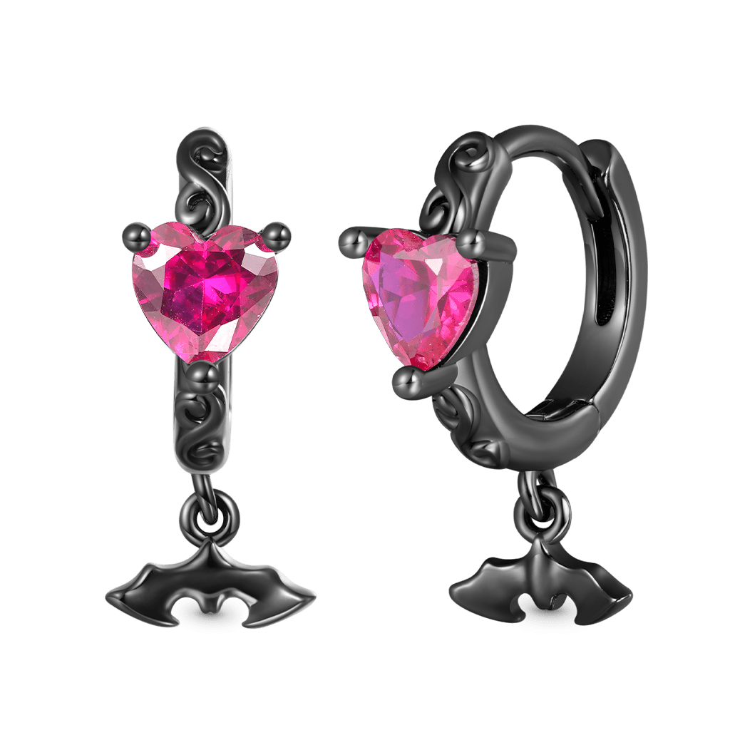 Purple Heart Bat Hoop Earrings image number 1