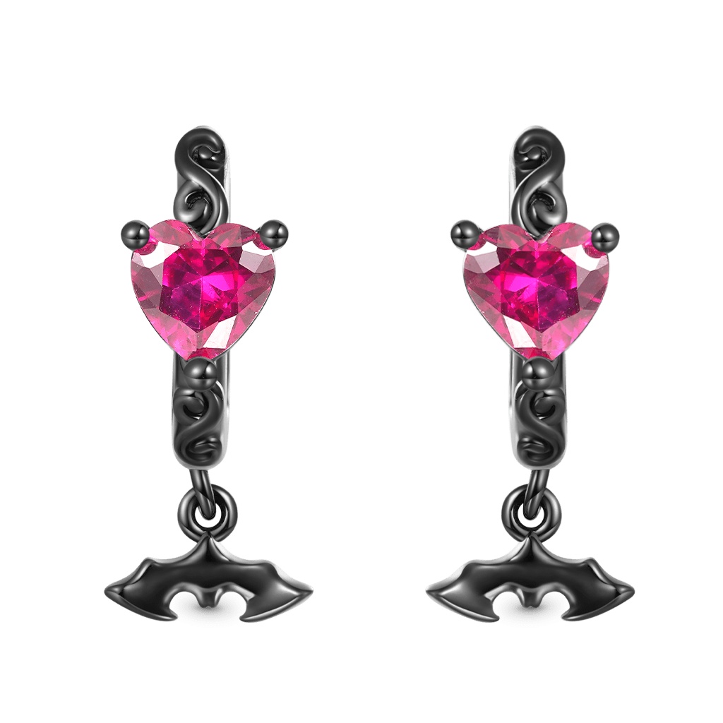 Purple Heart Bat Hoop Earrings image number 0