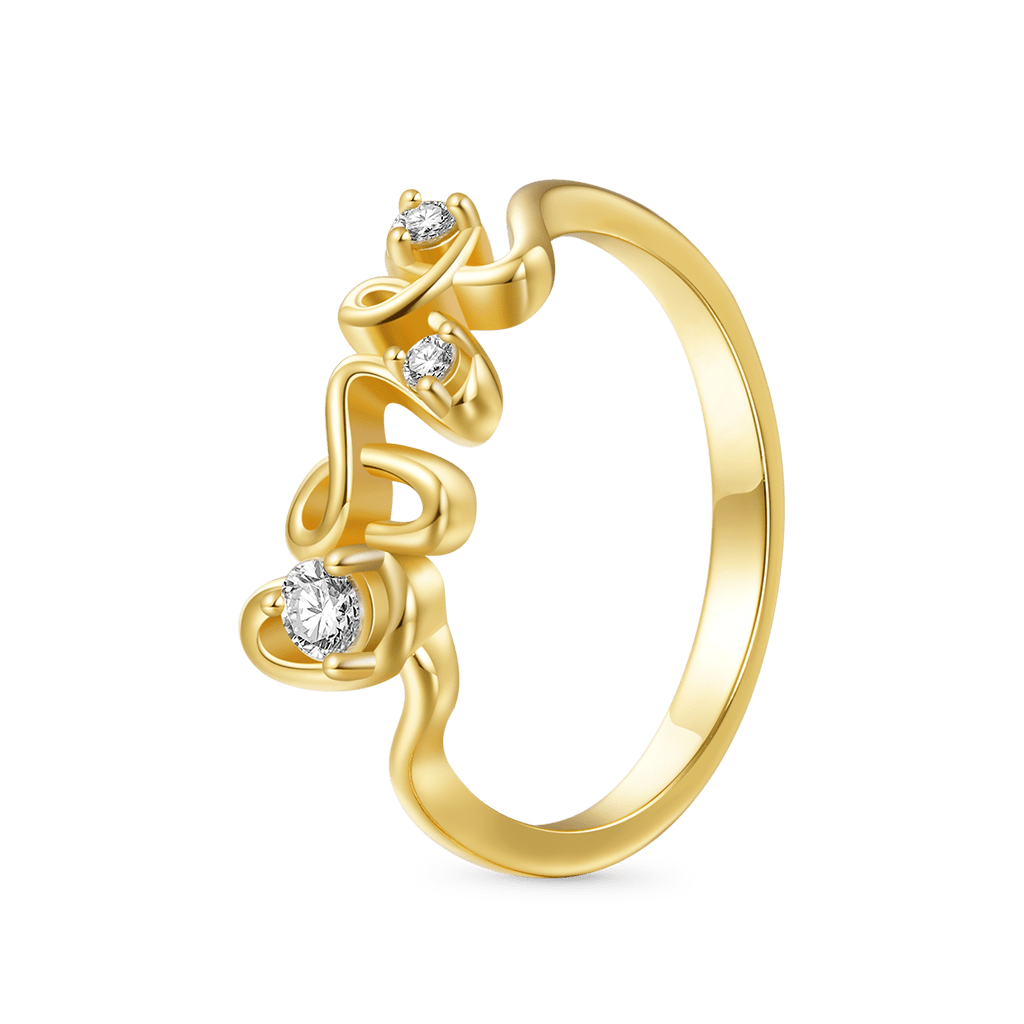 18K Gold Plated Diamond Love Ring image number 1