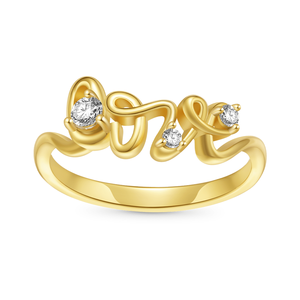 18K Gold Plated Diamond Love Ring image number 0