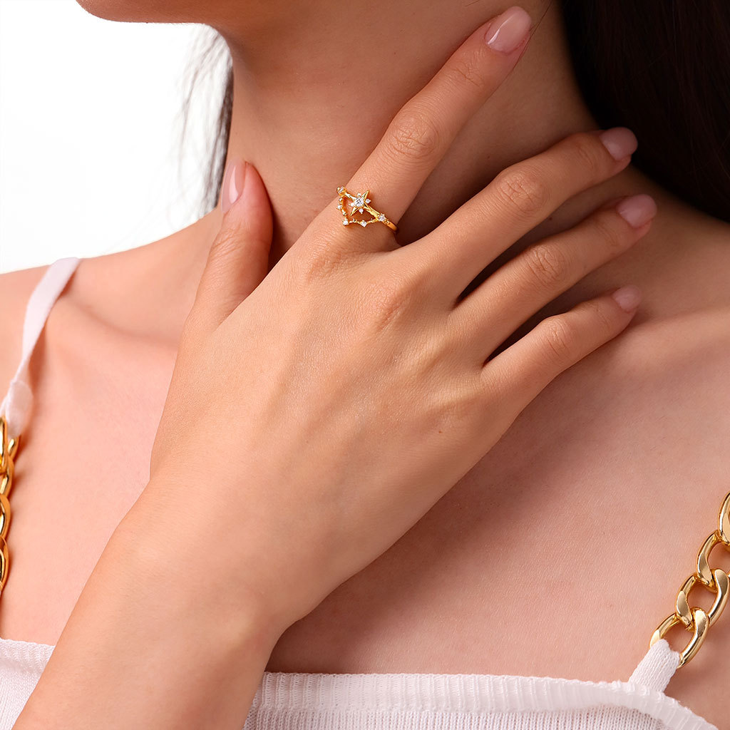 18K Gold Plated Astra Diamond Ring image number 3