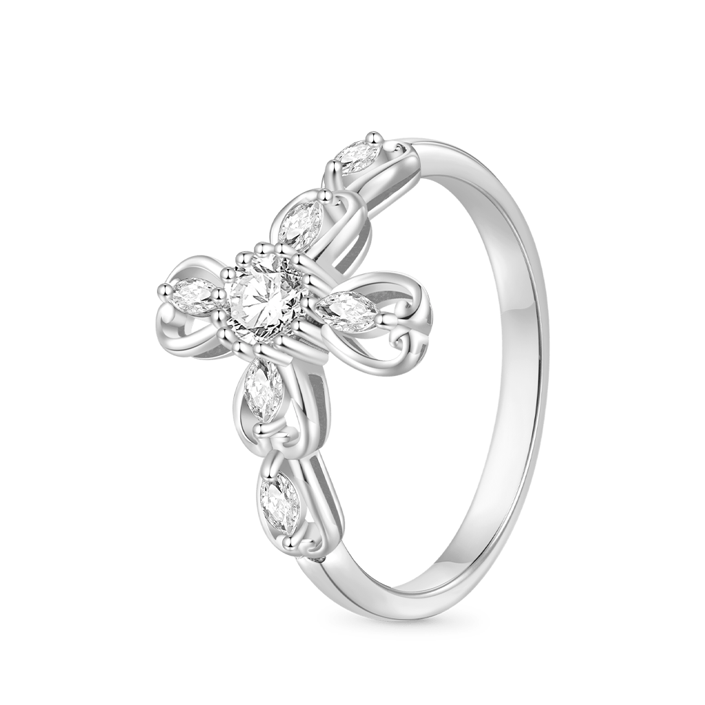 Hollow Love Heart Cross Ring image number 1