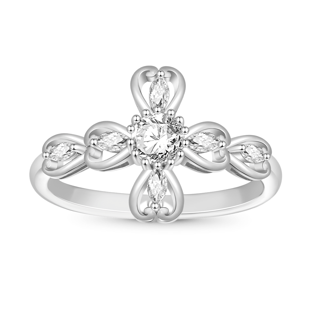 Hollow Love Heart Cross Ring image number 0