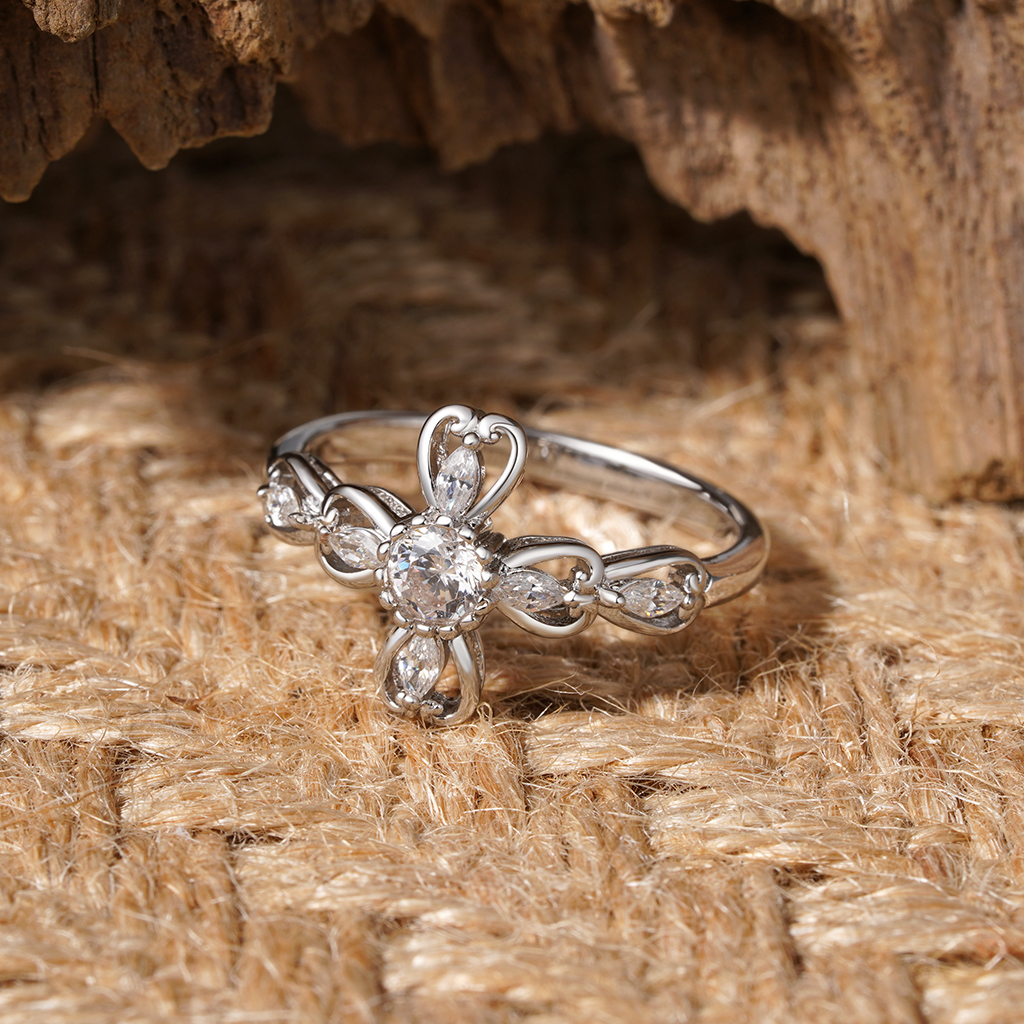 Hollow Love Heart Cross Ring image number 2