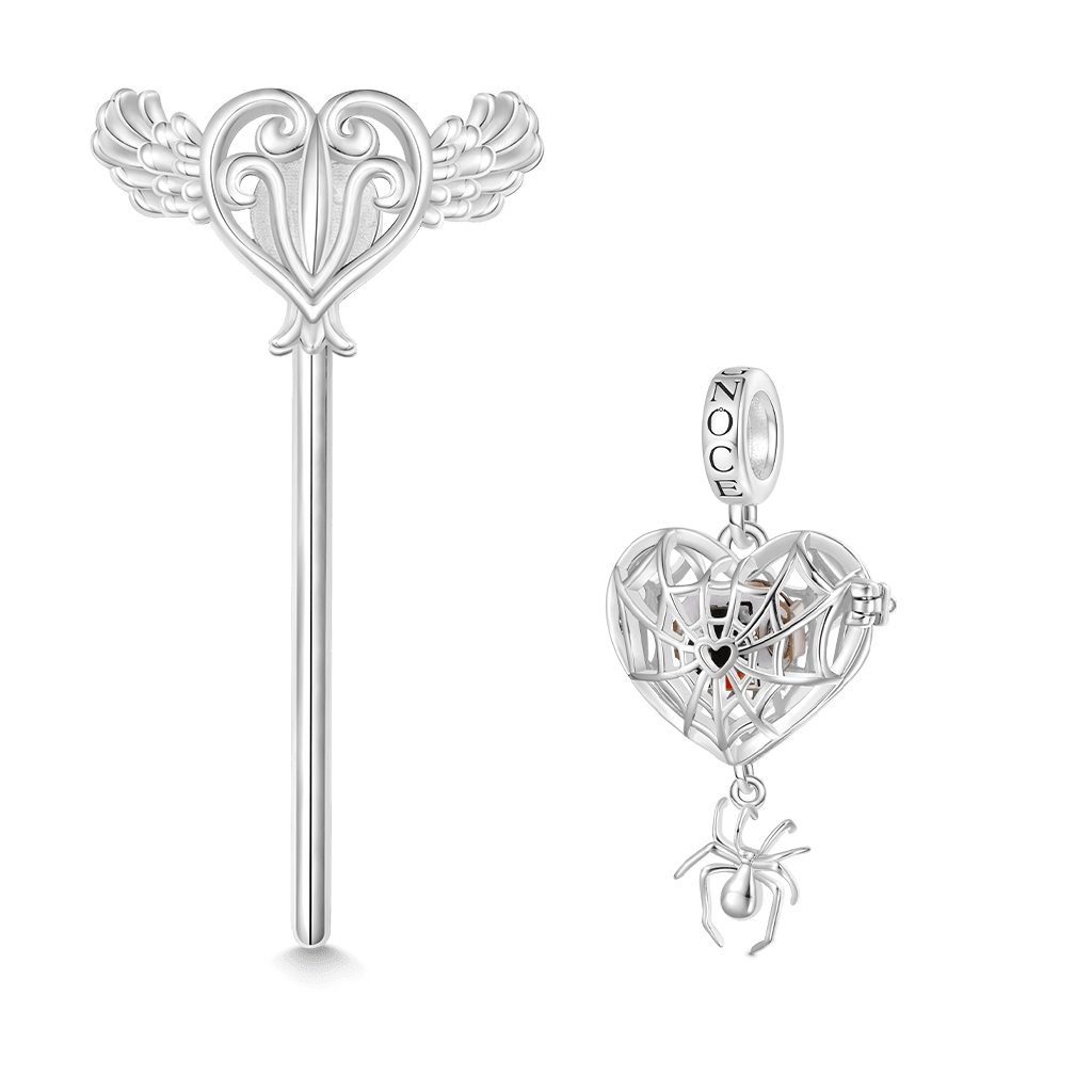 Wireless LED Glow Spider Web Love Pendant image number 1