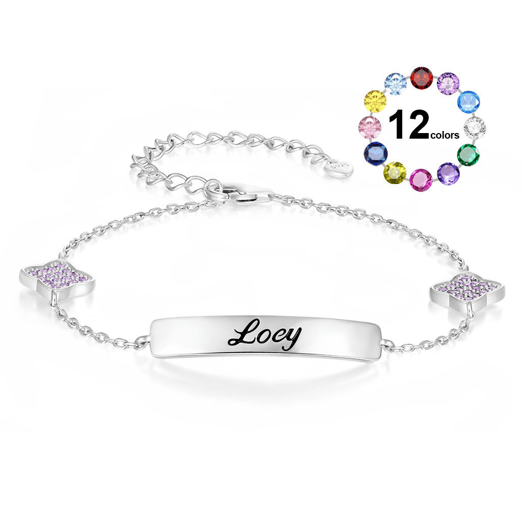 Engravable Four-Leaf Clover Bracelet image number 0