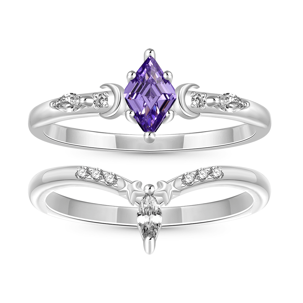 Purple Diamond-cut Stackable Rings image number 0