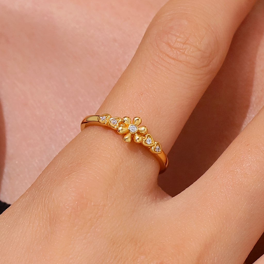 Flower Love Band Ring image number 4