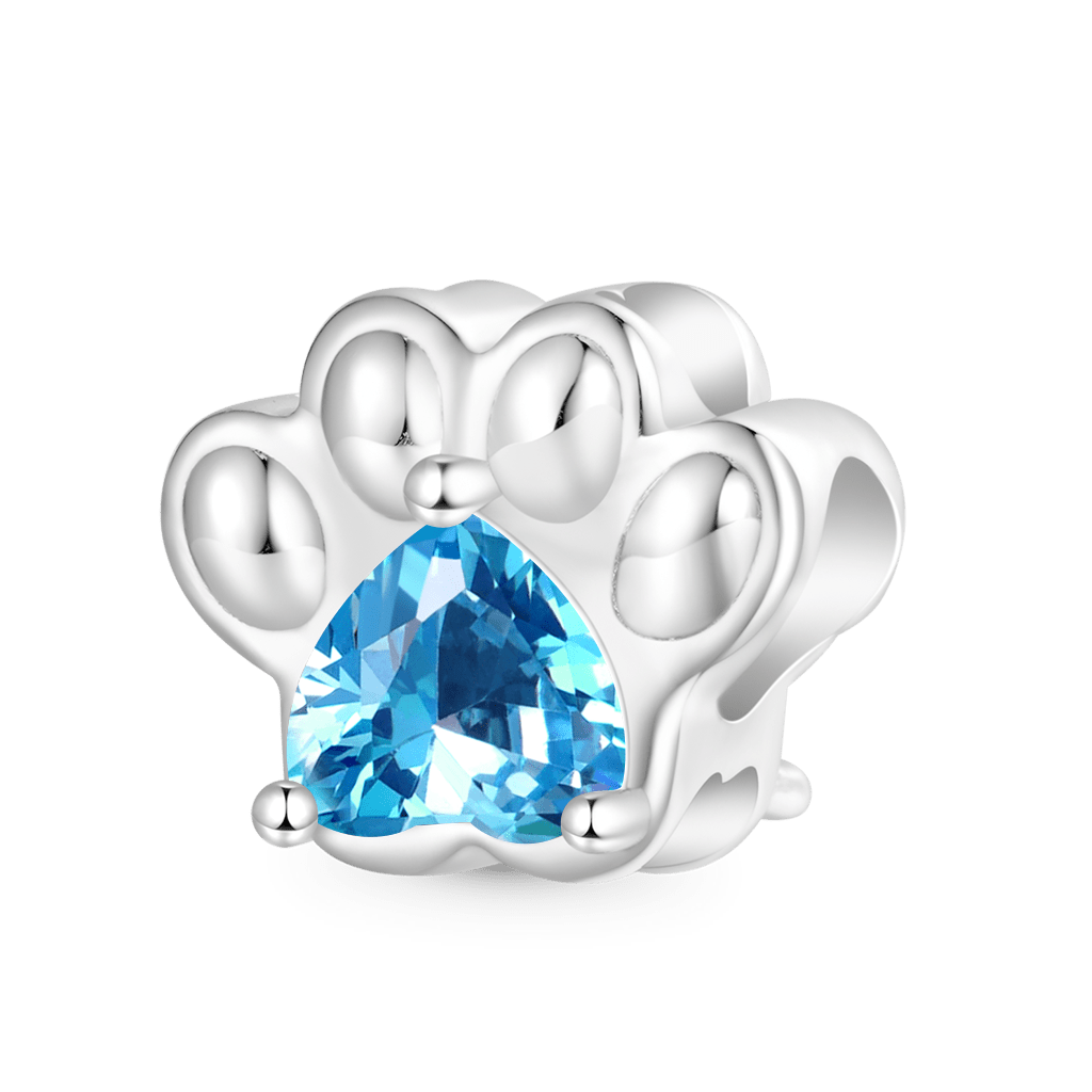 Pet Paw Heart Birthstone Charm image number 0