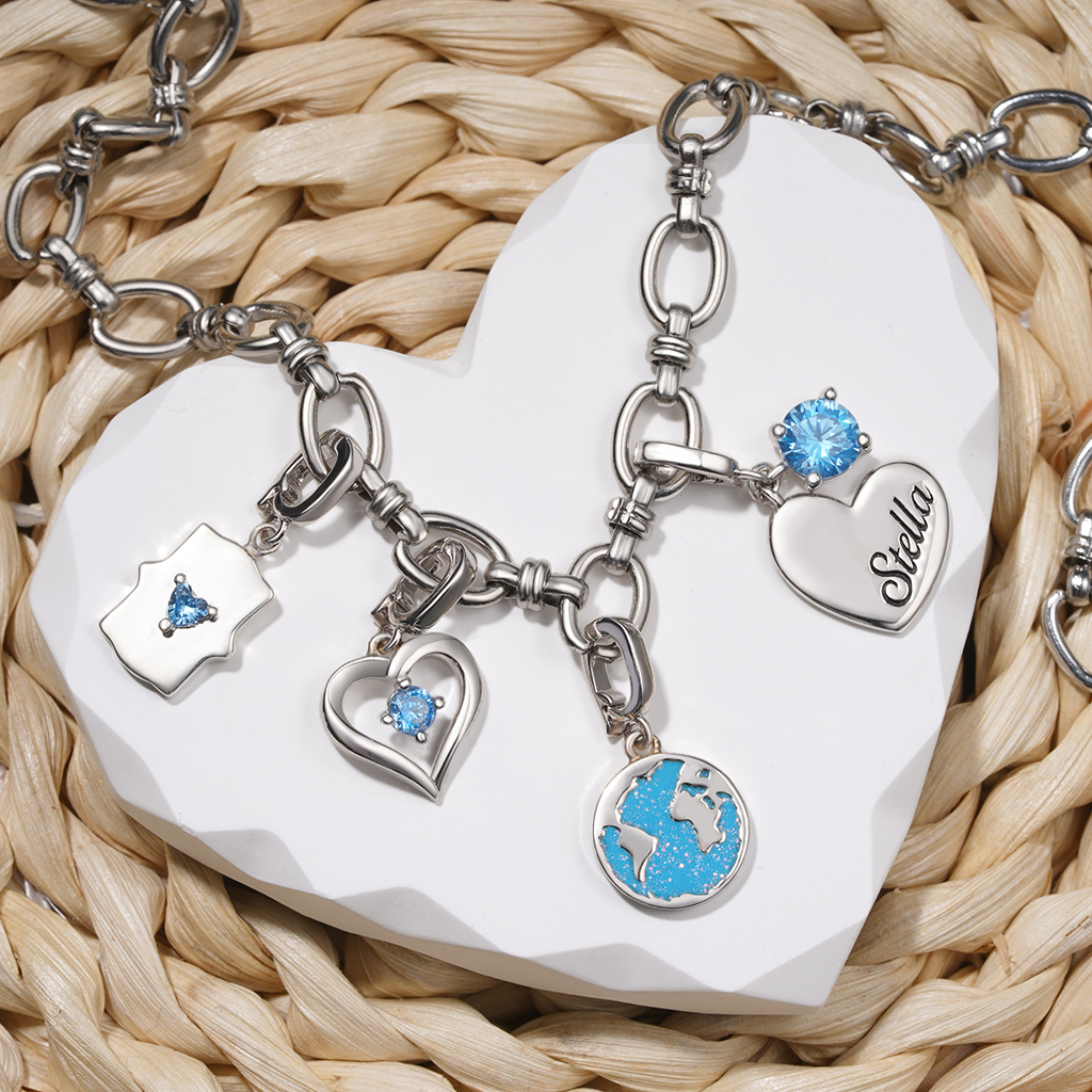 Heart Engravable Clasp Clusters Charm image number 2