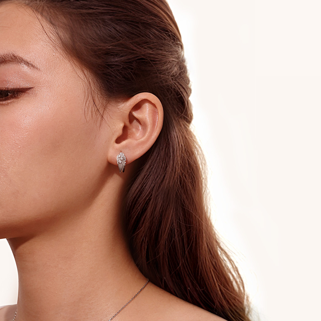 Angel Wing Hoop Earrings image number 3