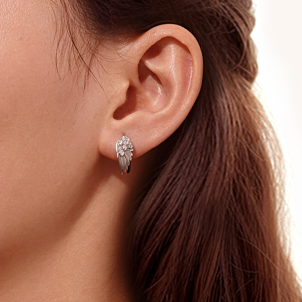 Angel Wing Hoop Earrings image number 4