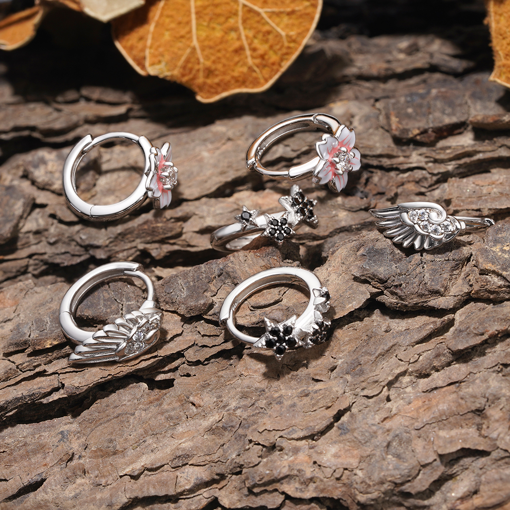 Angel Wing Hoop Earrings image number 2