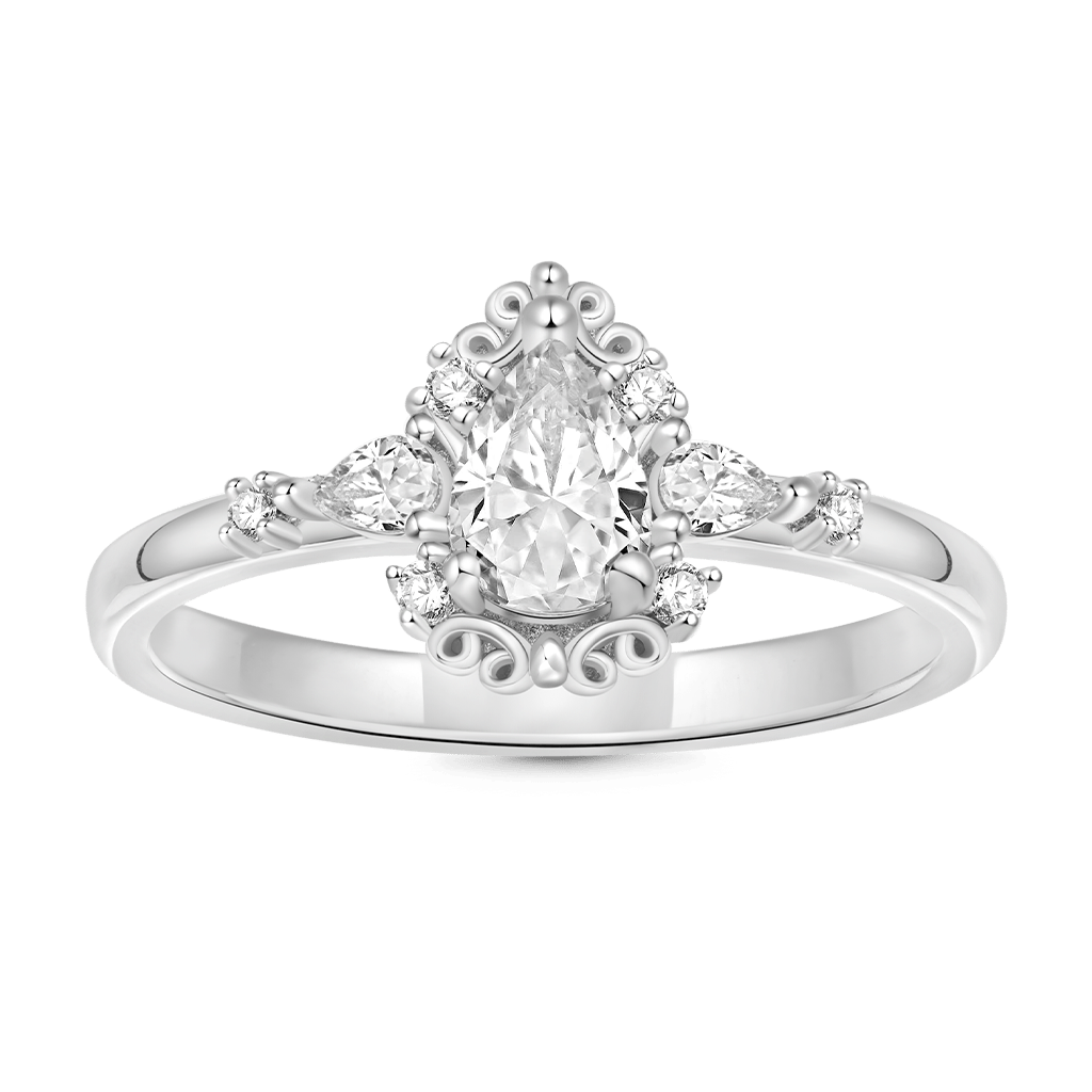 Pear-cut Art Nouveau Bridal Ring image number 0