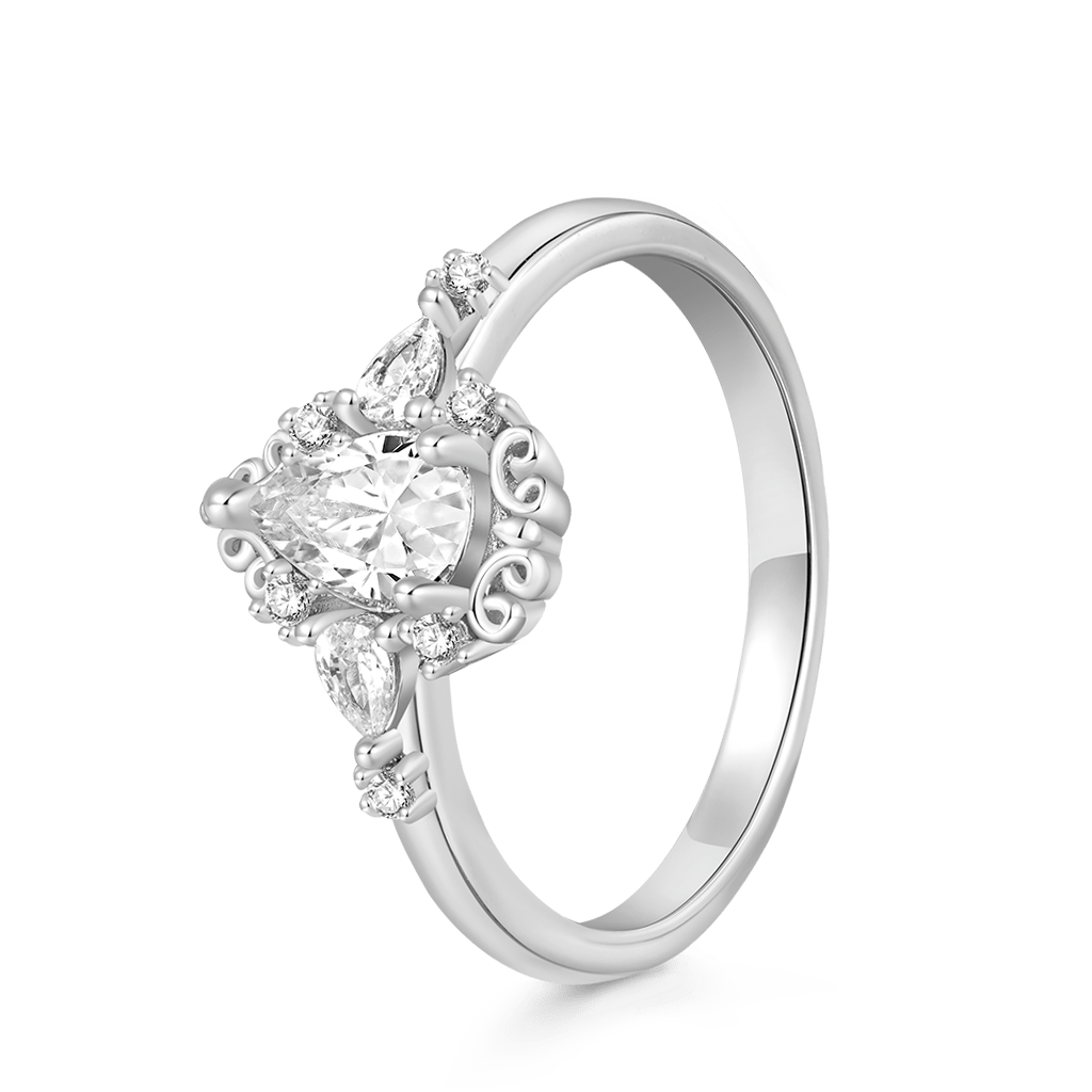 Pear-cut Art Nouveau Bridal Ring image number 1