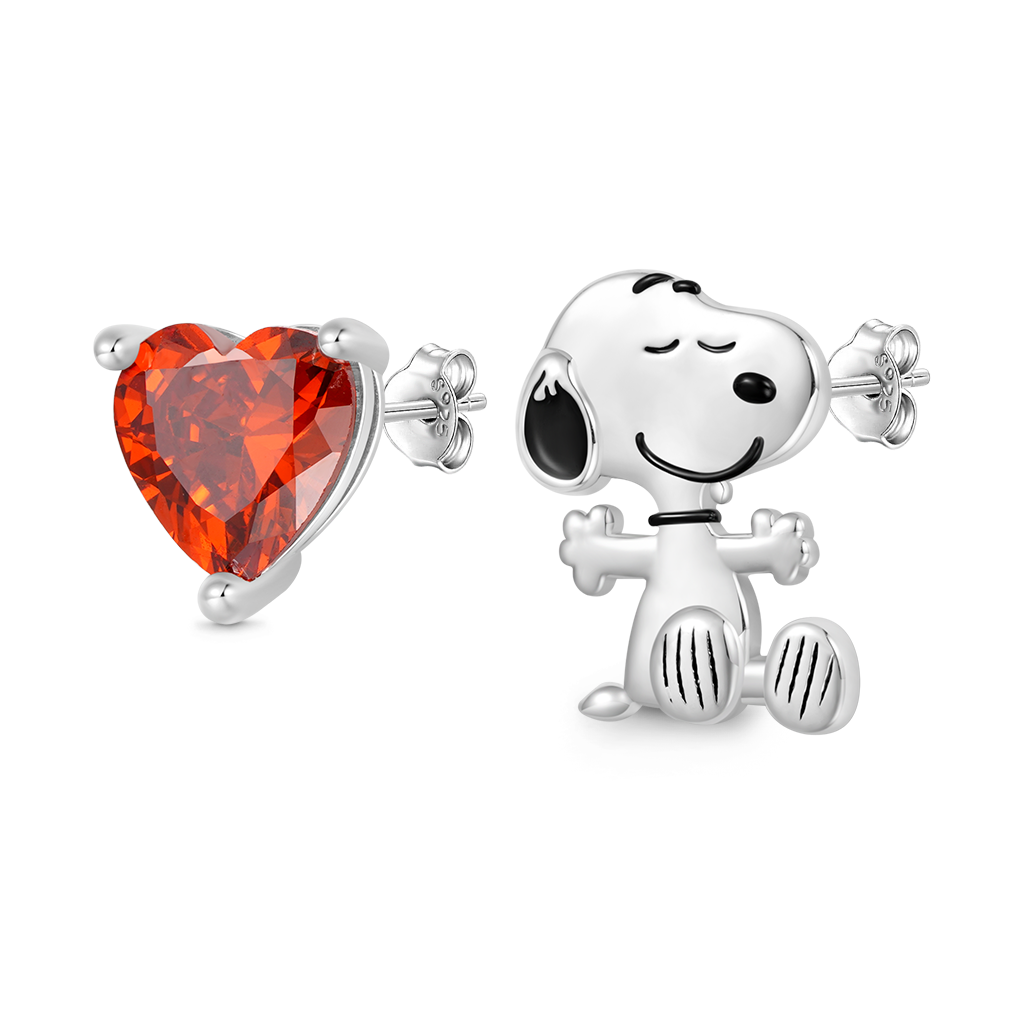 Peanuts Snoopy Heart Stud Earrings image number 0