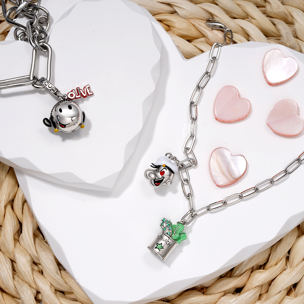 Popeye's Head & Spinach Can Chain Bracelet image number 2