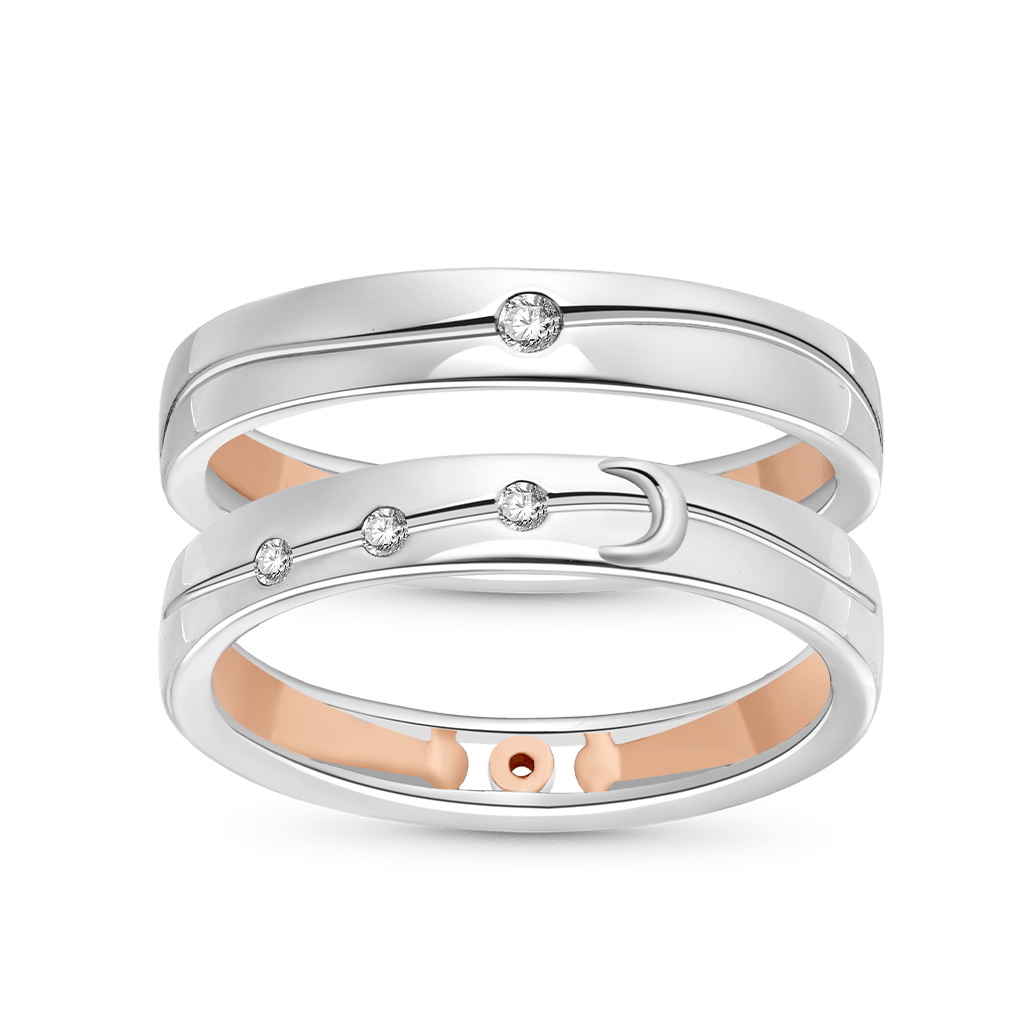 Rose Gold Starry Couple Rings image number 1