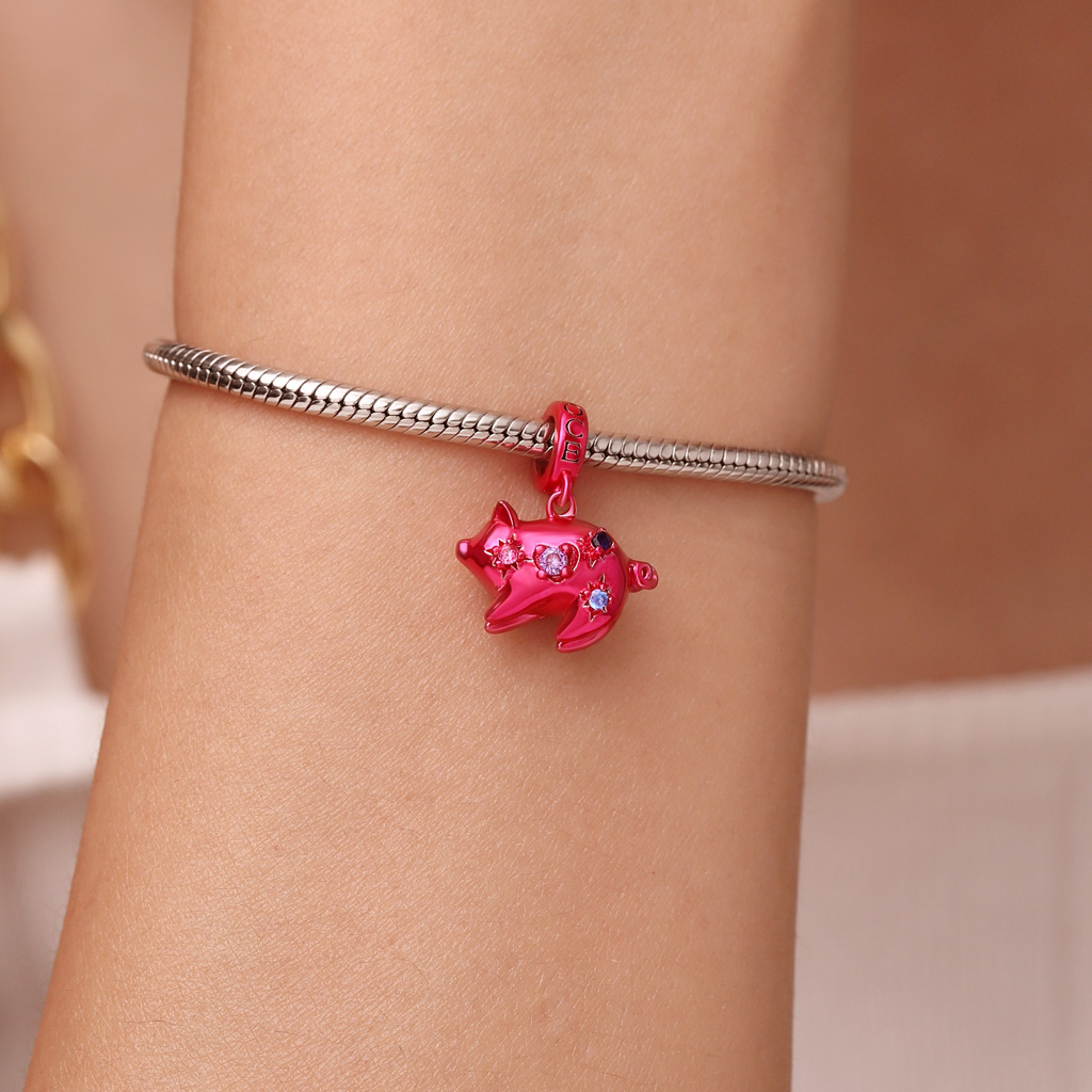 Pink Candy Boar Zodiac Pendant image number 5